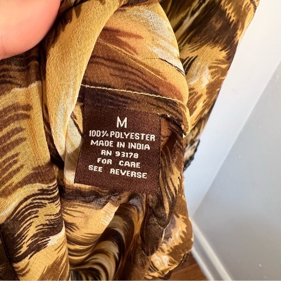 Adrienne Vittadini Sheer Tunic Top Brown Geo - Picture 12 of 12